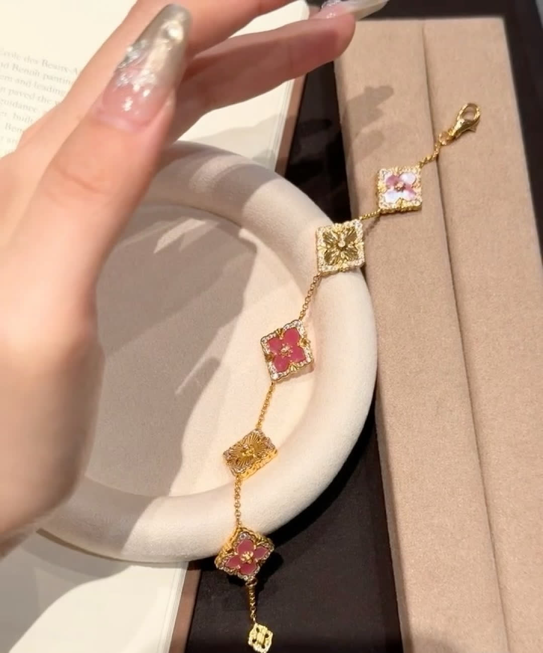 Buccellati Van Cleef & Arpels Alhambra Pink Enamel Bracelet